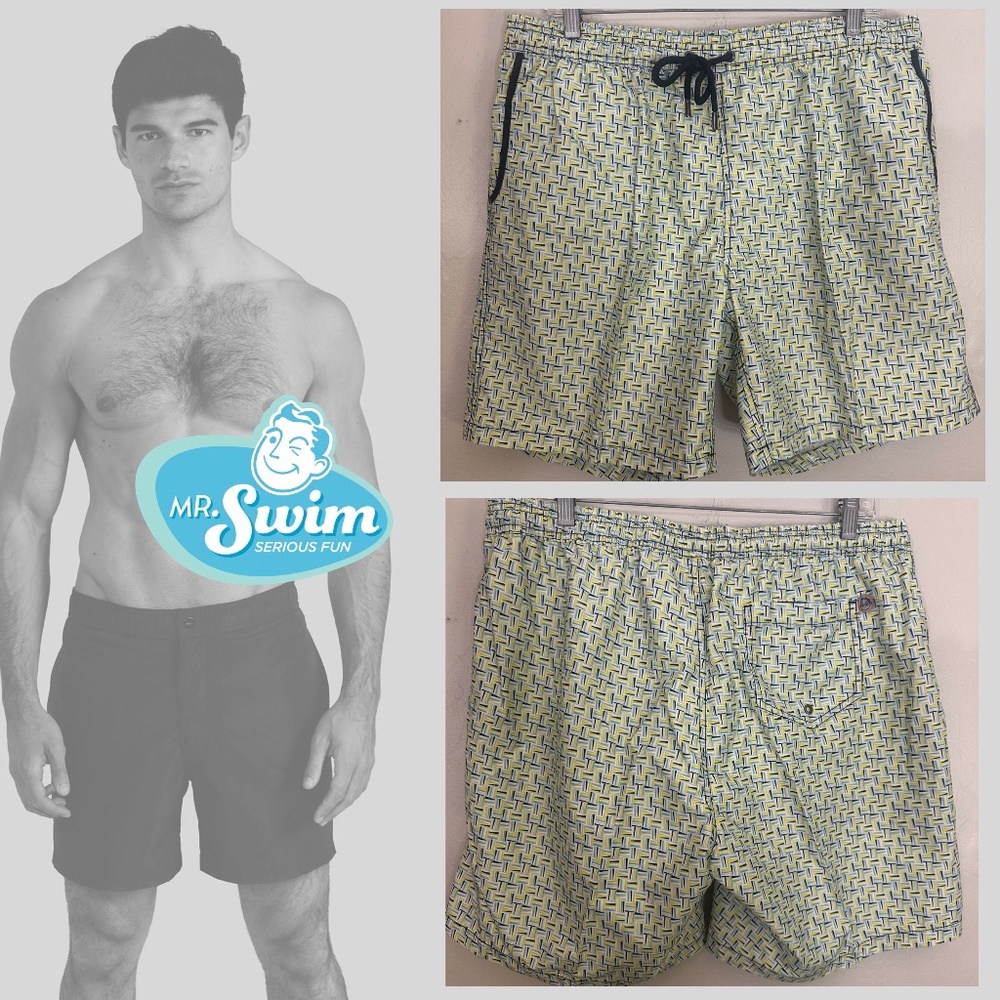 Mister Swim Trunks XL 34-42" waist 7" inseam Gently worn 100% polyester